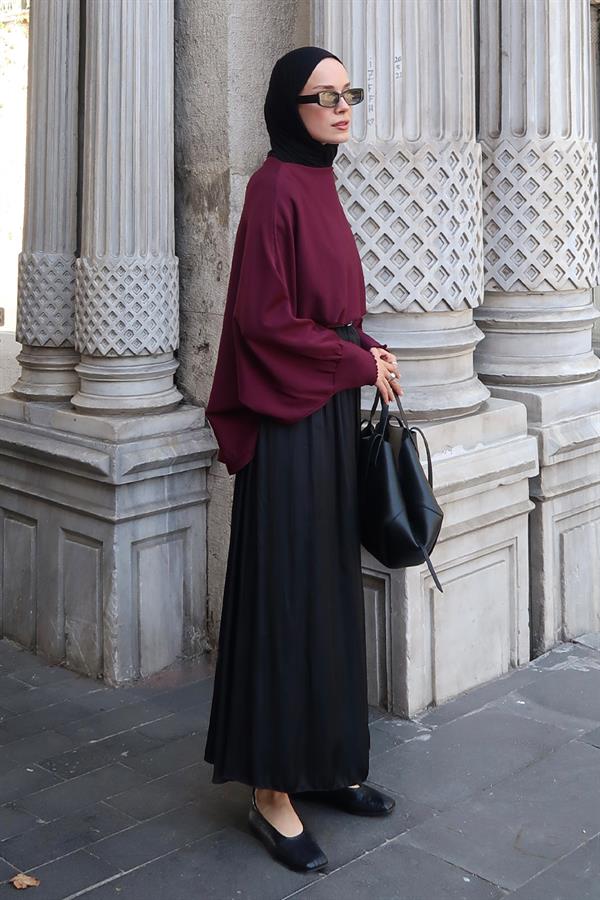 Olesya Saten Etek Siyah