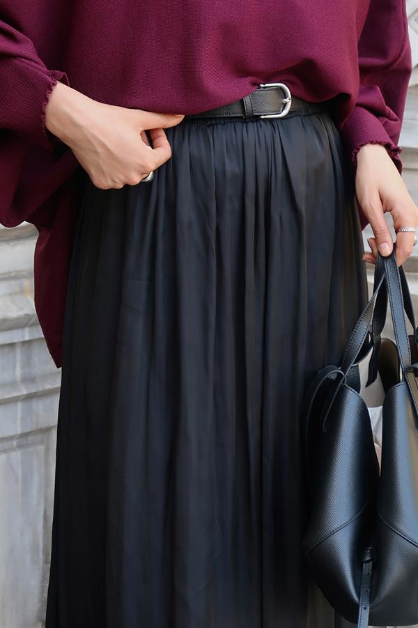 Olesya Saten Etek Siyah