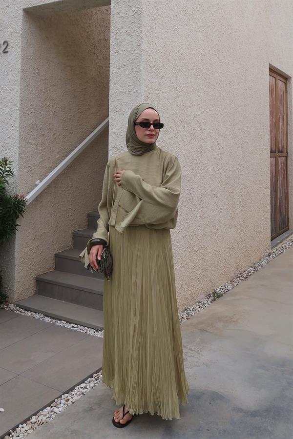 Lime Else Şifon Etek 