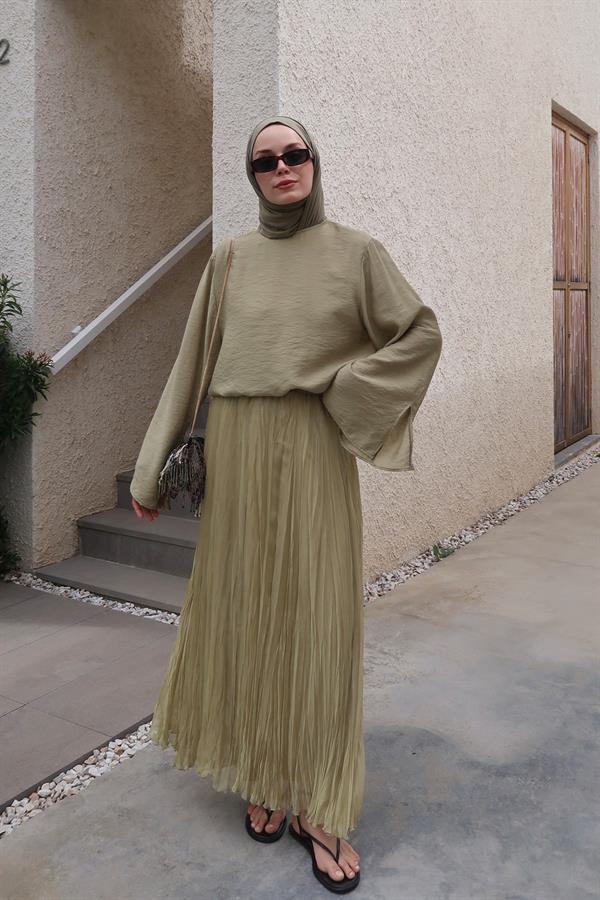 Lime Else Şifon Etek 