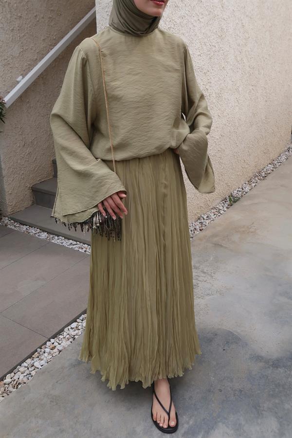 Lime Else Şifon Etek 