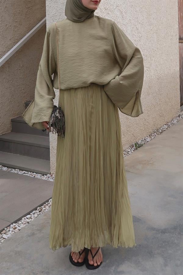 Lime Else Şifon Etek 