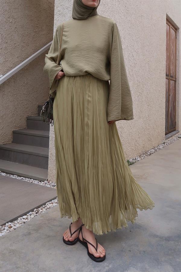 Lime Else Şifon Etek 