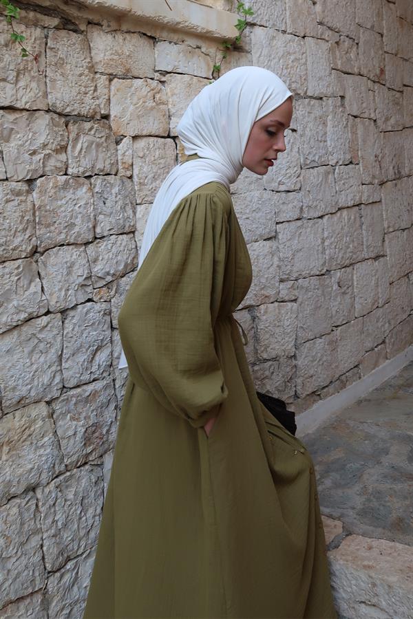 Teti Müslin Elbise Olive