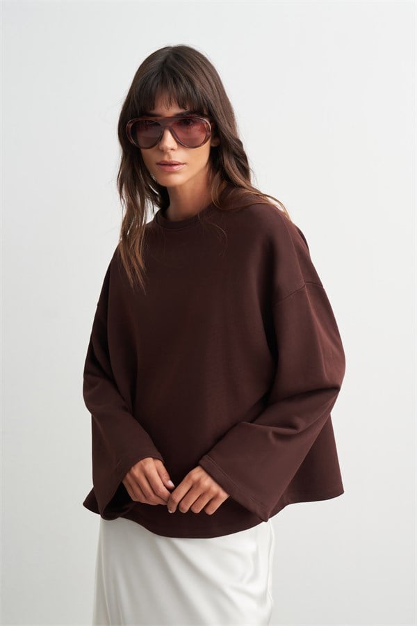 Palmer Üç İplik Sweatshirt Acı Kahve