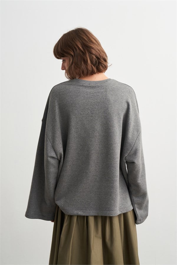 Palmer Üç İplik Sweatshirt Antrasit