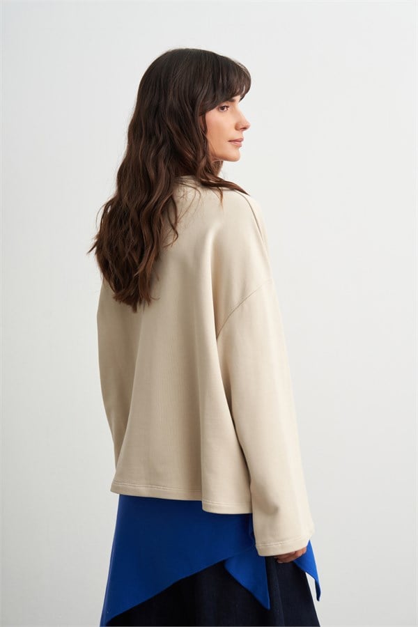Palmer Üç İplik Sweatshirt Bej