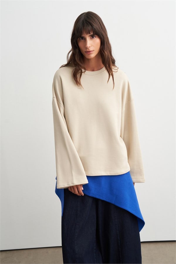 Palmer Üç İplik Sweatshirt Bej