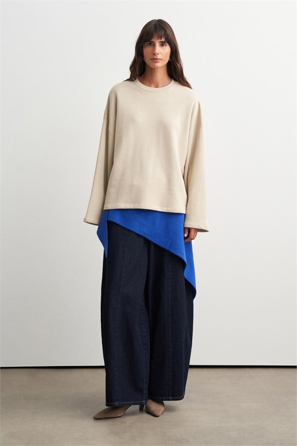 Palmer Üç İplik Sweatshirt Bej