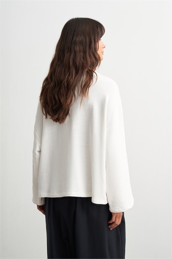 Palmer Üç İplik Sweatshirt Ekru
