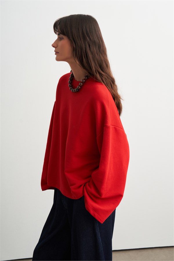 Palmer Üç İplik Sweatshirt Kırmızı