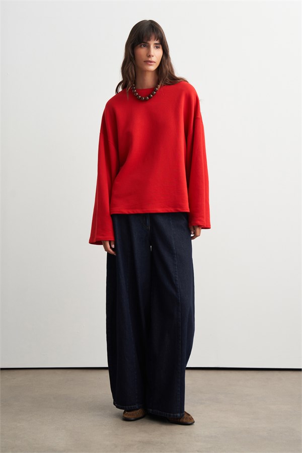 Palmer Üç İplik Sweatshirt Kırmızı