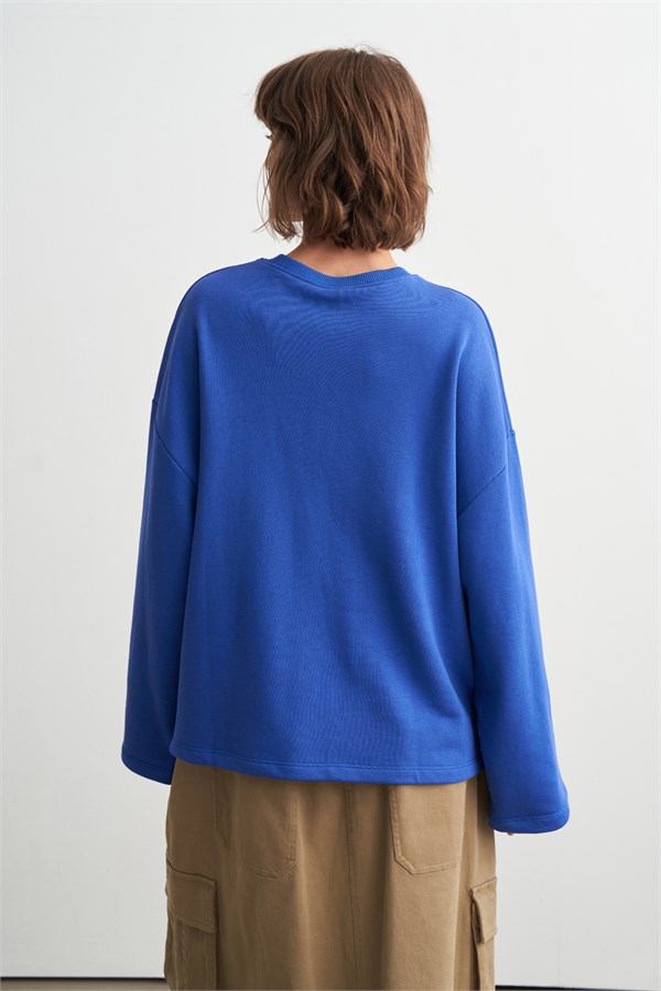 Palmer Üç İplik Sweatshirt Saks Mavisi