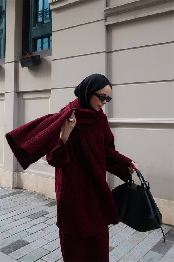 Polina Triko Takım Bordo