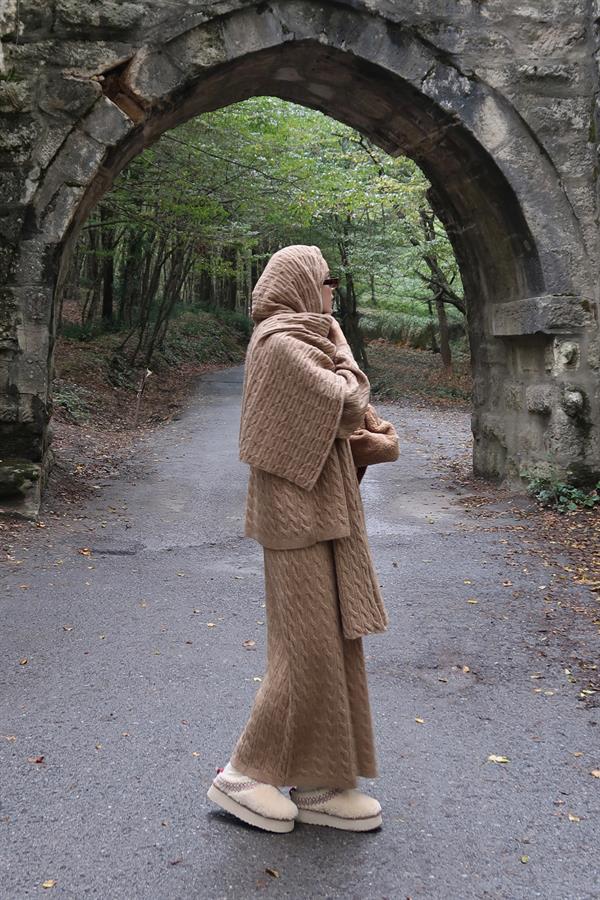 Polina Triko Takım Camel