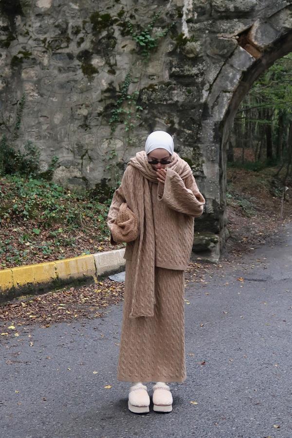 Polina Triko Takım Camel