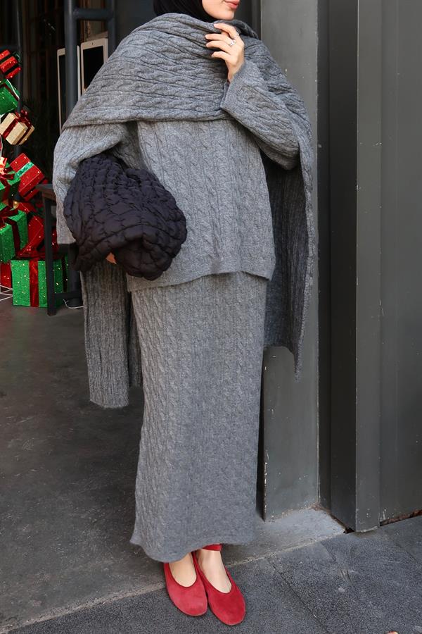 Polina Triko Takım Gri