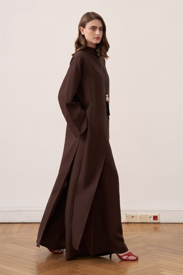 Rasha Slit Tunic Set Brown