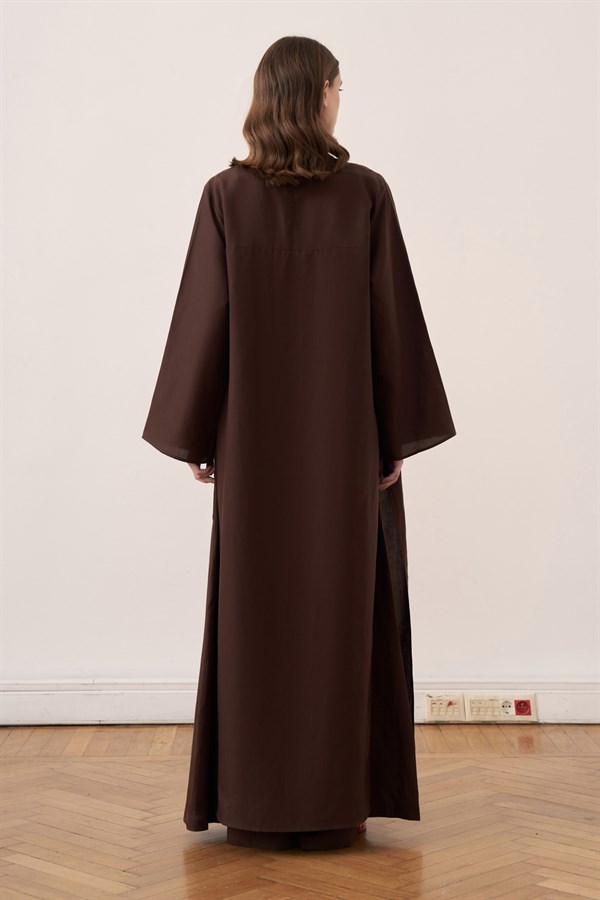 Rasha Slit Tunic Set Brown