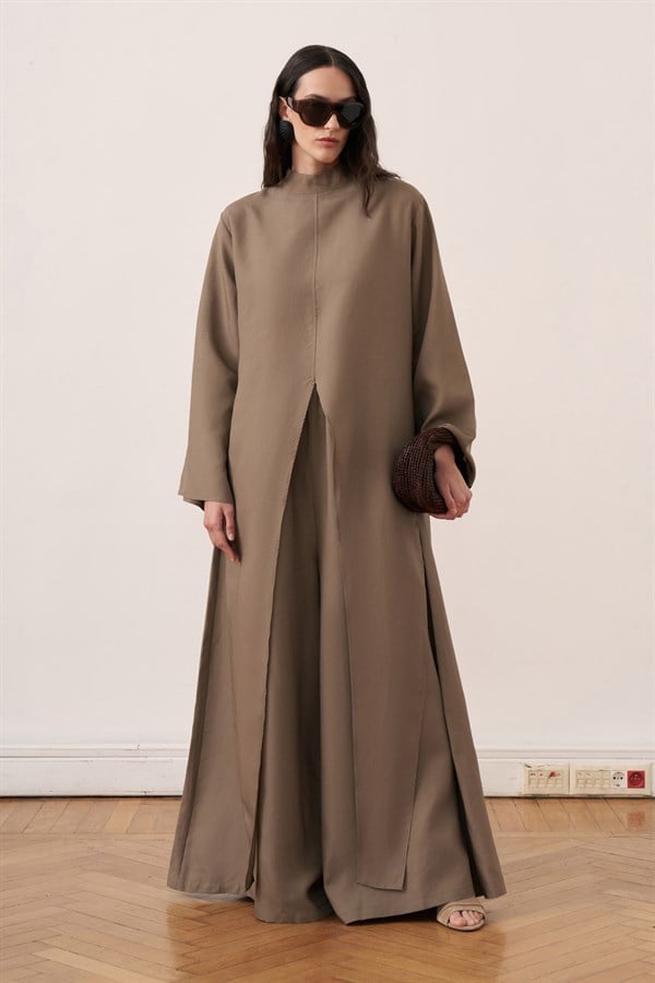 Rasha Slit Tunic Set Mink Color