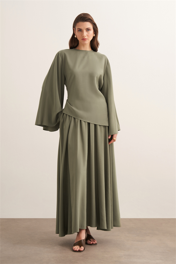 Raya Bağlama Detaylı Etekli Cupra Takım Haki