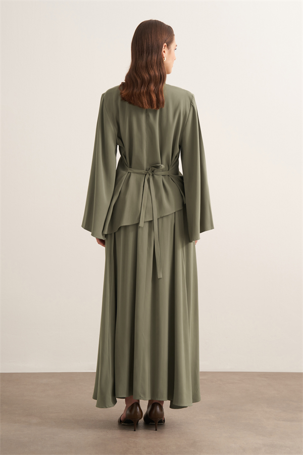 Raya Bağlama Detaylı Etekli Cupra Takım Haki