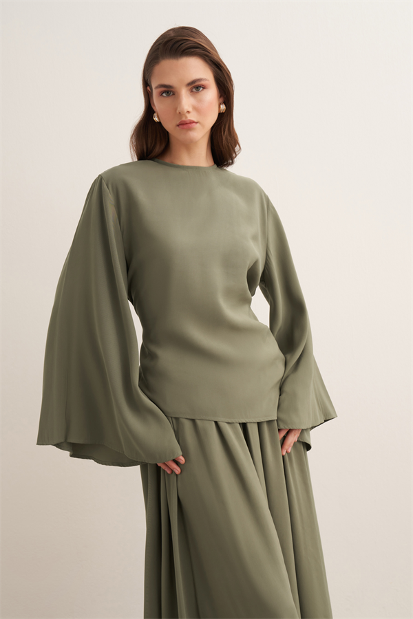 Raya Bağlama Detaylı Etekli Cupra Takım Haki