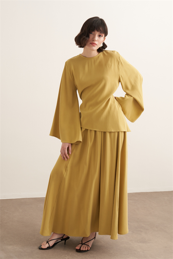 Raya Bağlama Detaylı Etekli Cupra Takım Sarı