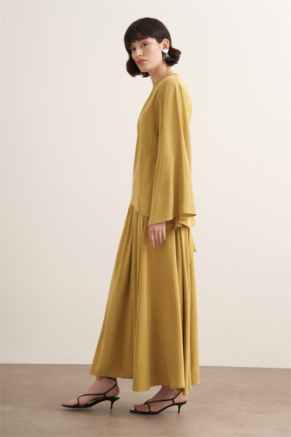 Raya Bağlama Detaylı Etekli Cupra Takım Sarı