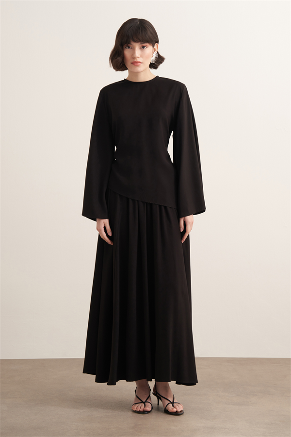 Raya Bağlama Detaylı Etekli Cupra Takım Siyah