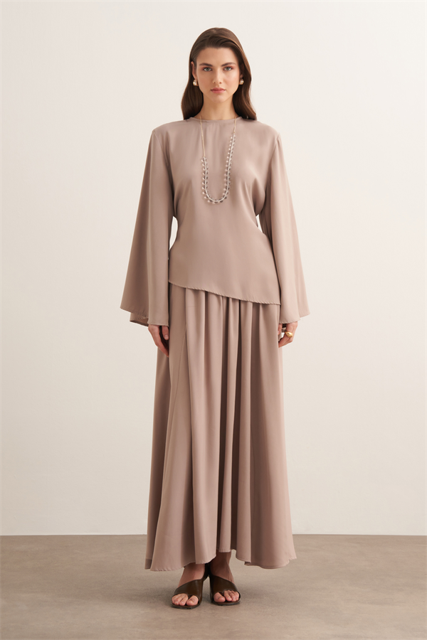 Raya Bağlama Detaylı Etekli Cupra Takım Vizon