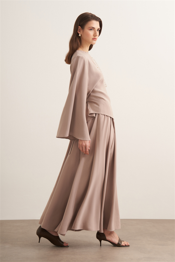 Raya Bağlama Detaylı Etekli Cupra Takım Vizon