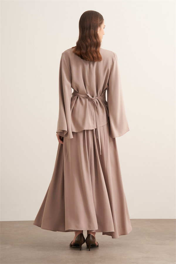 Raya Bağlama Detaylı Etekli Cupra Takım Vizon