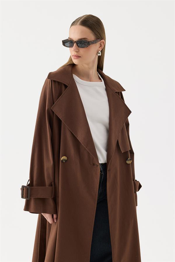 Rowe Gabardin Trençkot Kahve