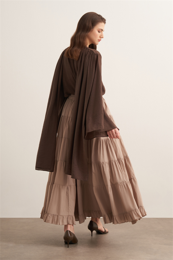 Ruth Katlı Vual Uzun Etek Vizon