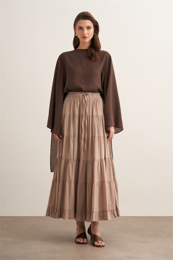 Ruth Katlı Vual Uzun Etek Vizon