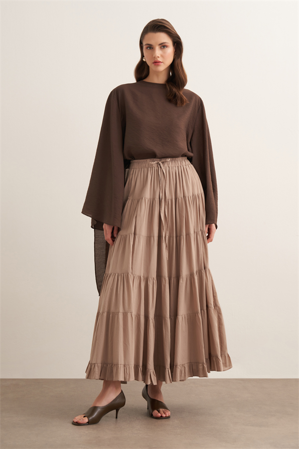 Ruth Katlı Vual Uzun Etek Vizon