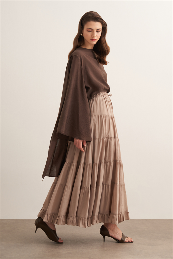 Ruth Katlı Vual Uzun Etek Vizon