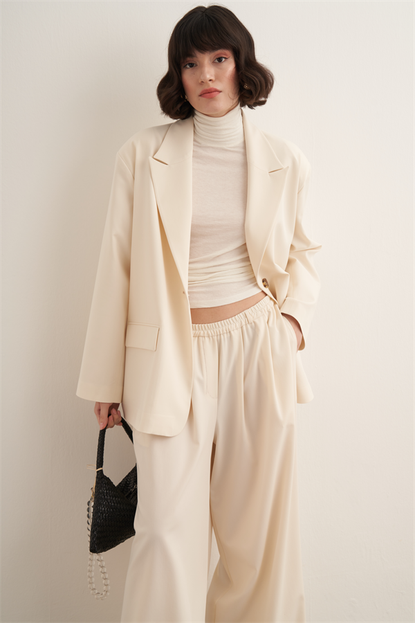 Samra Blazer Ceket Ekru