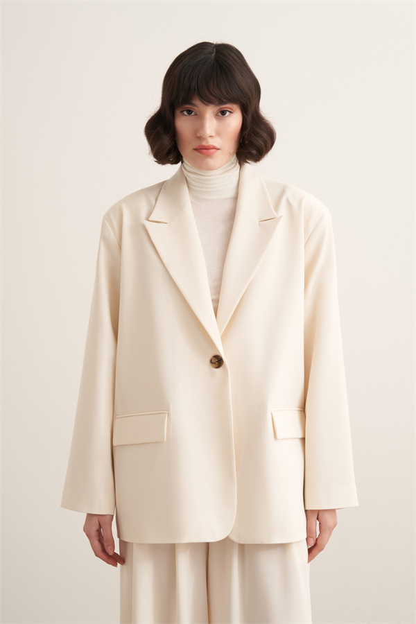 Samra Blazer Ceket Ekru
