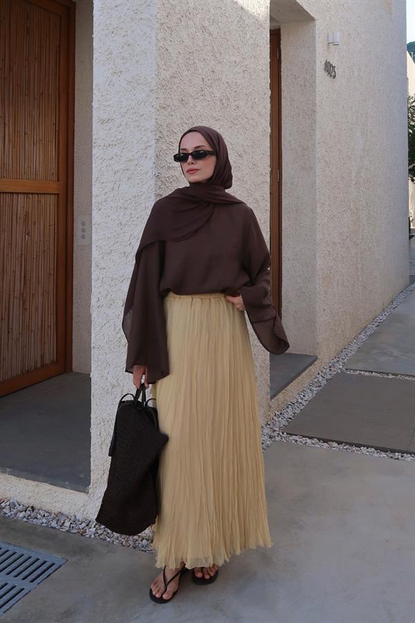 Çağla Yeşili Else Şifon Etek