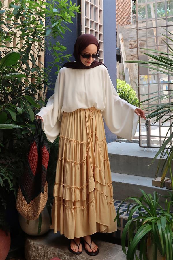 Sarı Regina Asimetrik Etek 