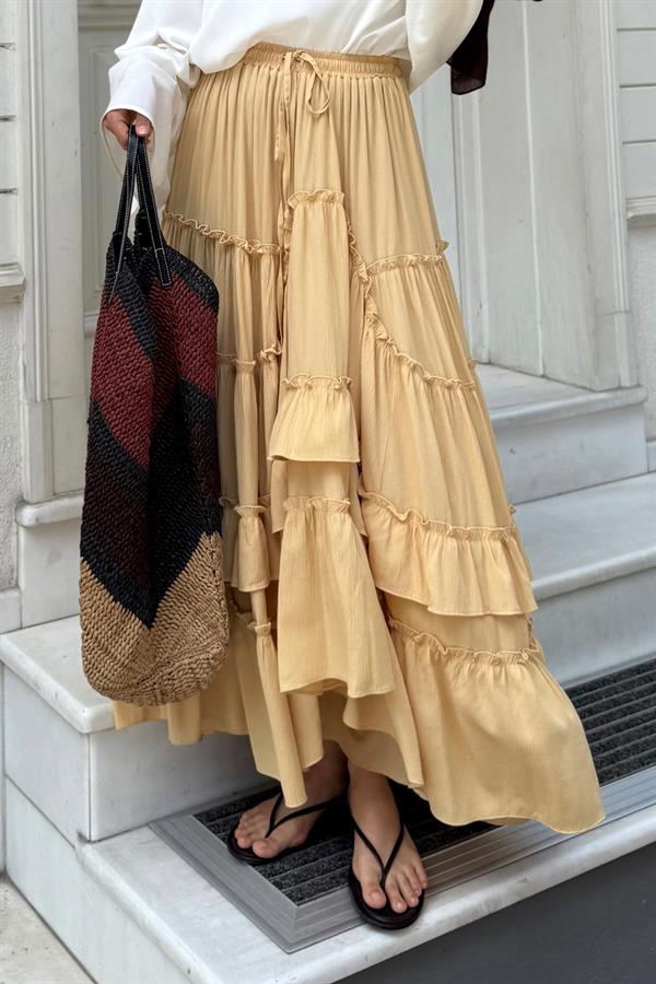 Sarı Regina Asimetrik Etek 