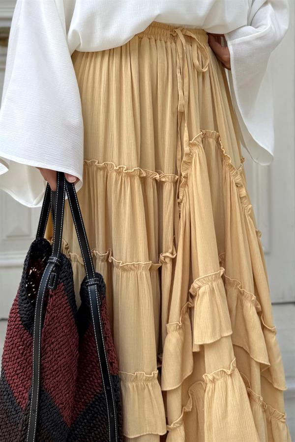 Sarı Regina Asimetrik Etek 