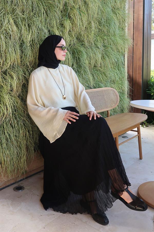 Siyah Else Şifon Etek 