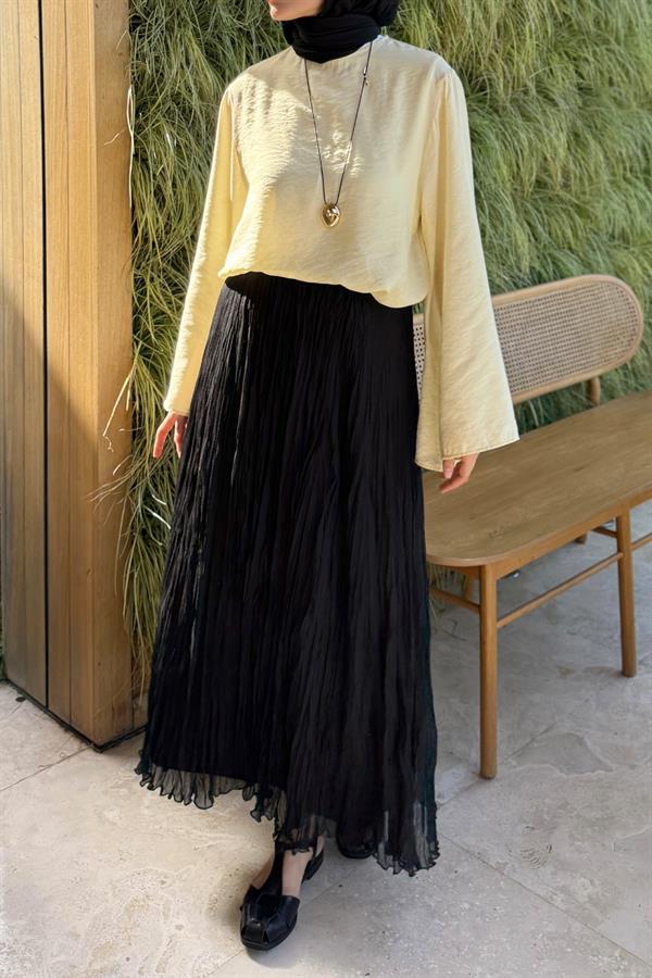 Siyah Else Şifon Etek 