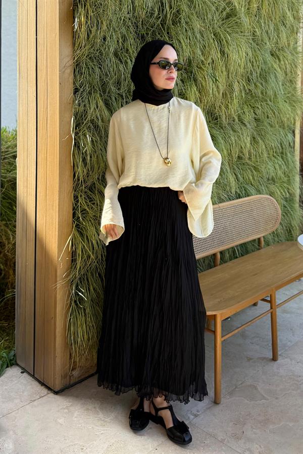 Siyah Else Şifon Etek 