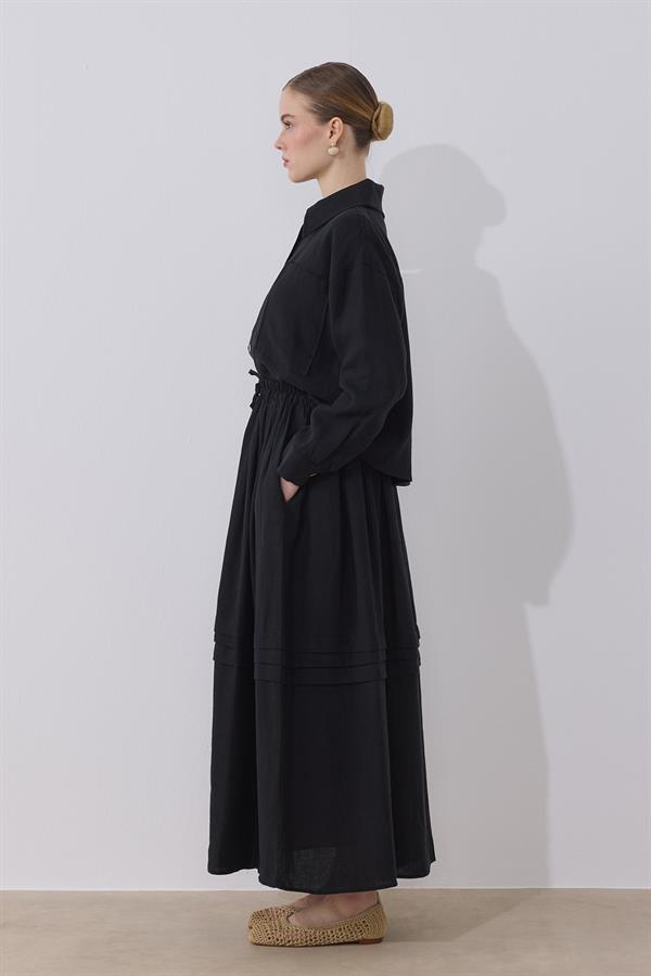 Ester Keten Takım Siyah