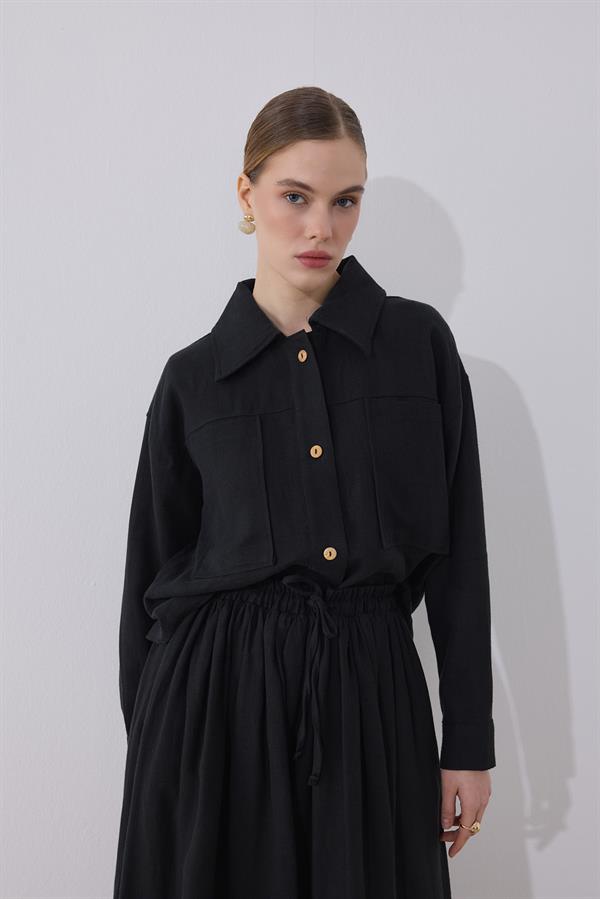 Ester Keten Takım Siyah