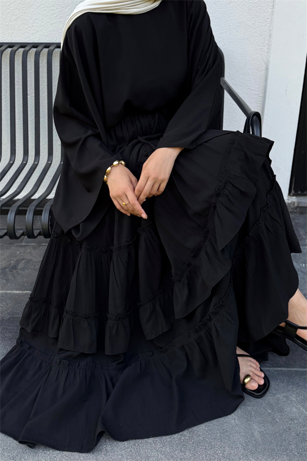 Siyah Regina Asimetrik Etek